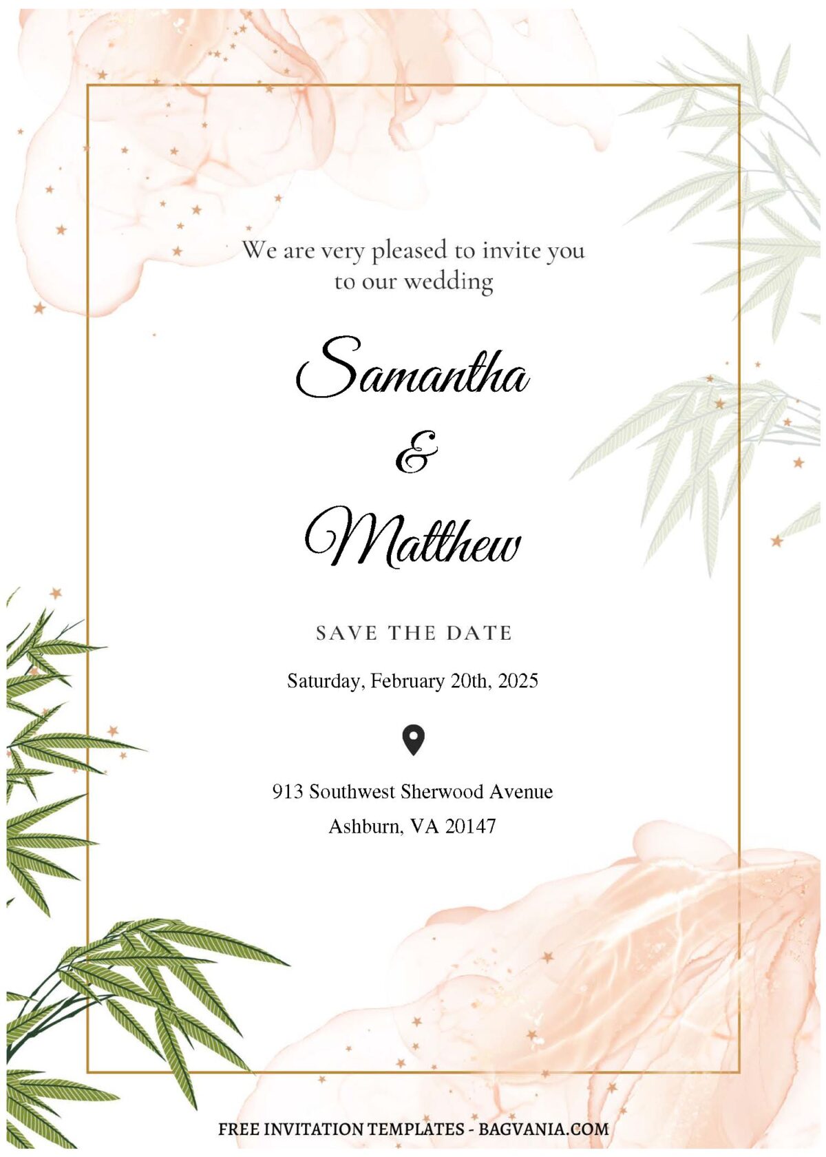 (Free Editable PDF) Garden Of Gold Wedding Invitation Templates A