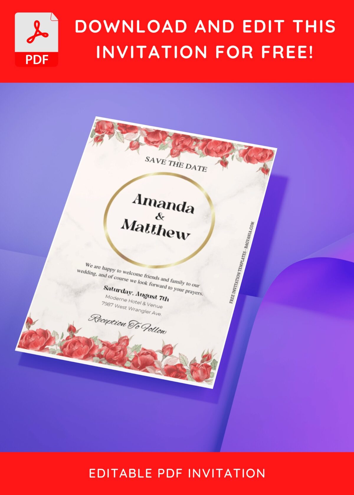 (Free Editable PDF) Whimsical Rosebud Wedding Invitation Templates J