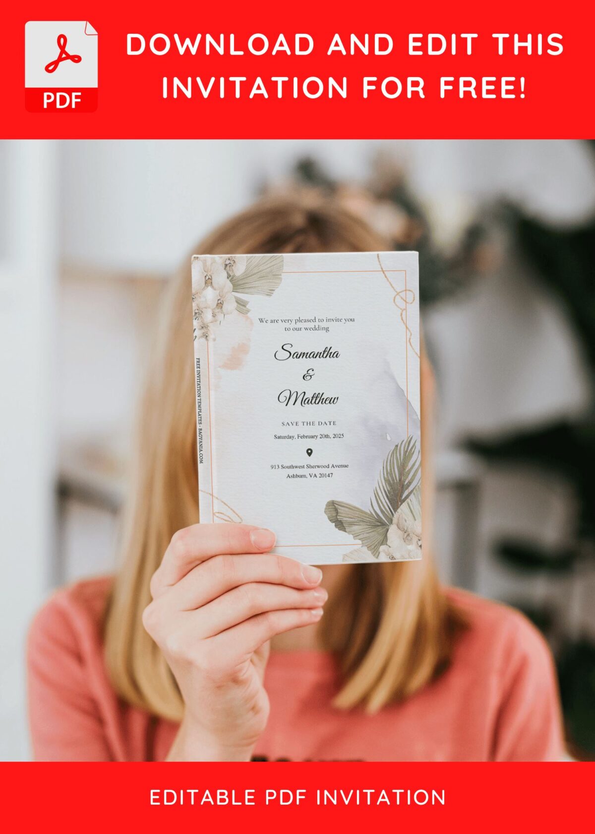 (Free Editable PDF) Natural Whispers Wedding Invitation Templates G