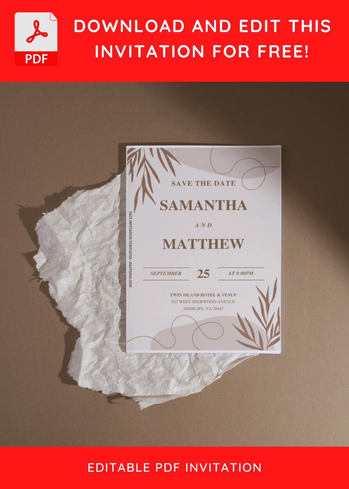 (Free Editable PDF) Beige Bohemian Greenery Baby Shower Invitation Templates I