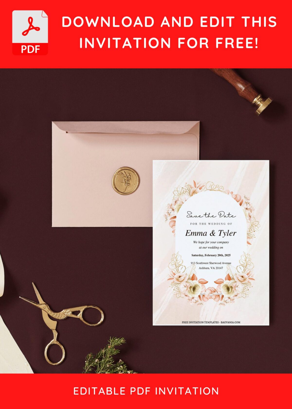 (Free Editable PDF) Spring Garden Dreams Wedding Invitation Templates I