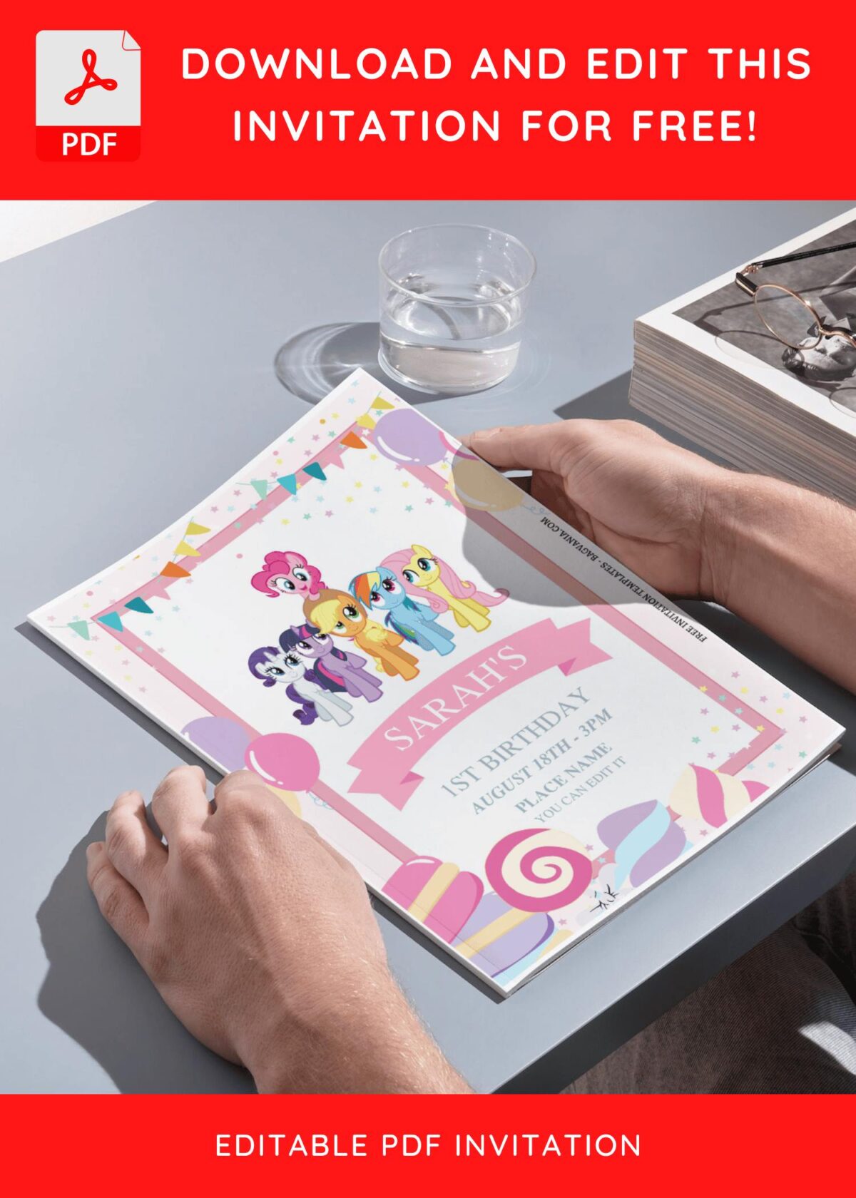 (Free Editable PDF) Magical My Little Pony Candyland Birthday Invitation Templates H