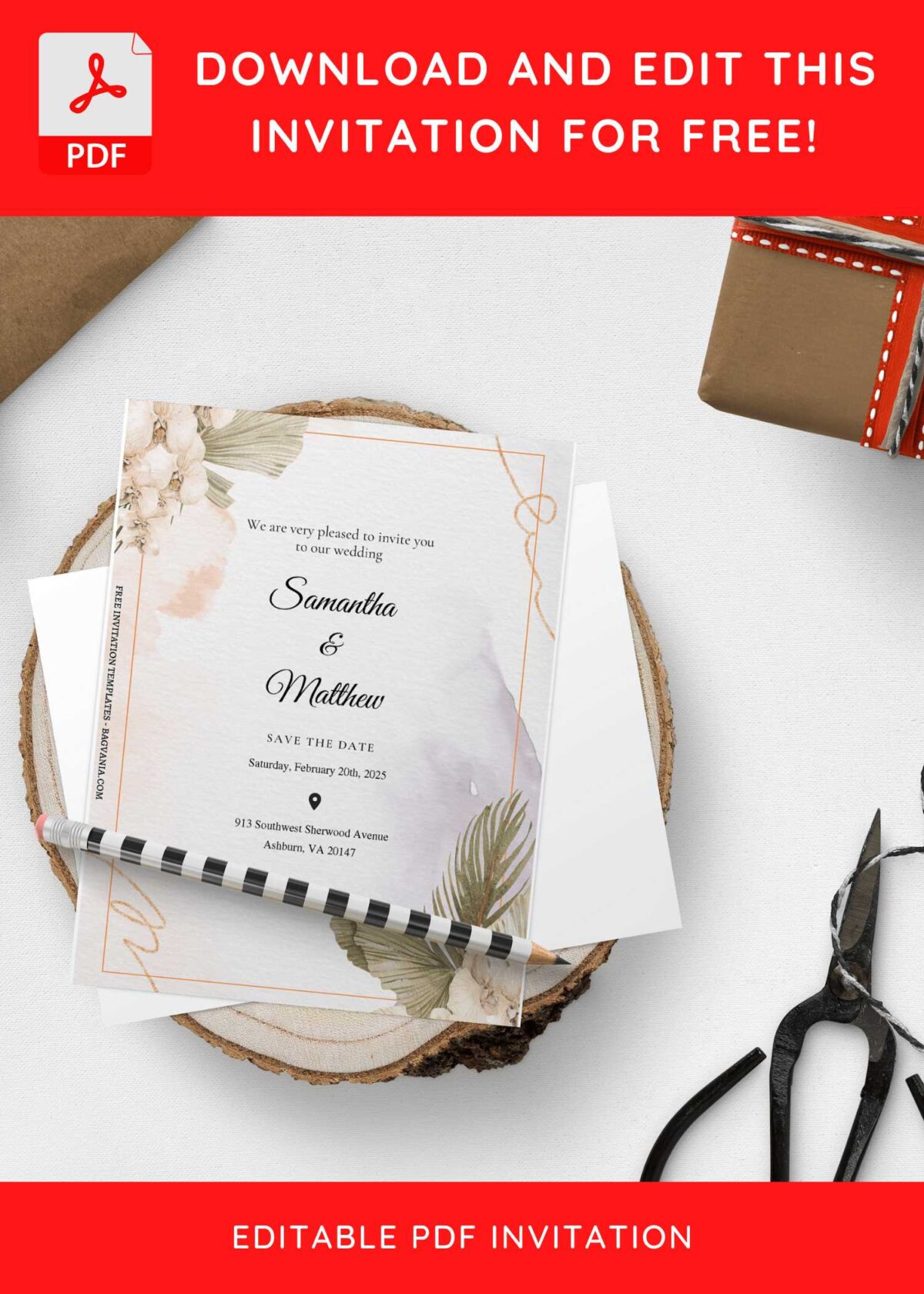 (Free Editable PDF) Natural Whispers Wedding Invitation Templates E