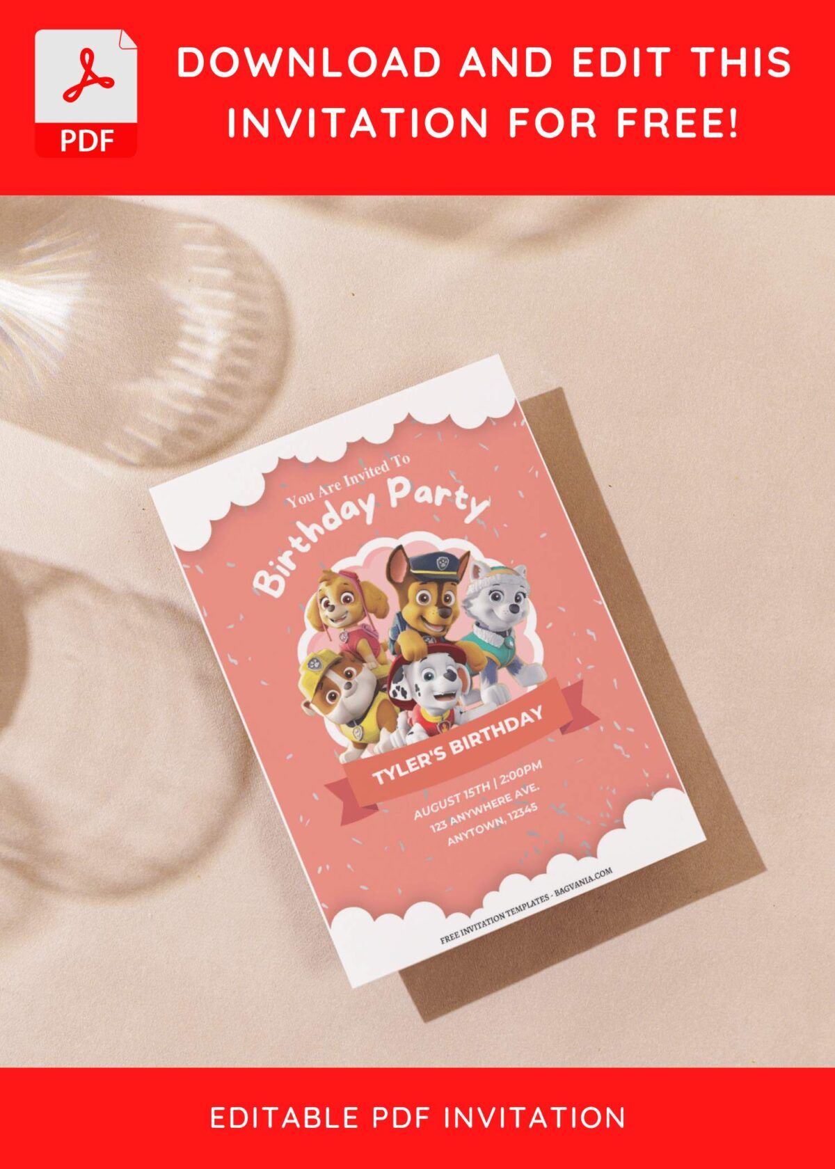 (Free Editable PDF) PAW-SOME PAW Patrol Birthday Invitation Templates with Rubble And Marshall