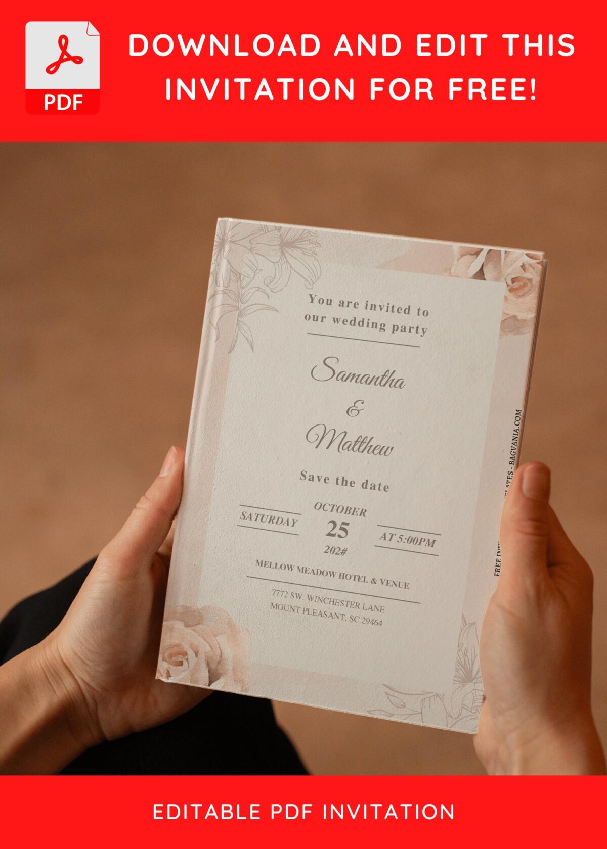 (Free Editable PDF) Everlasting Spring Meadow Wedding Invitation Templates E