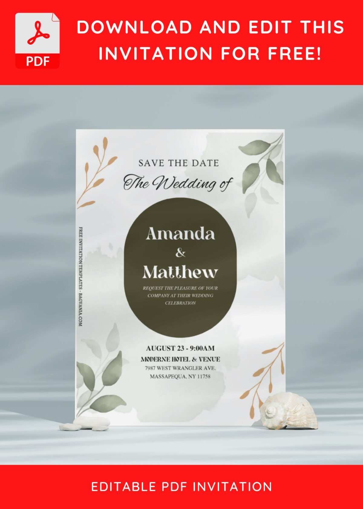 (Free Editable PDF) Evergreen Haven Wedding Invitation Templates E