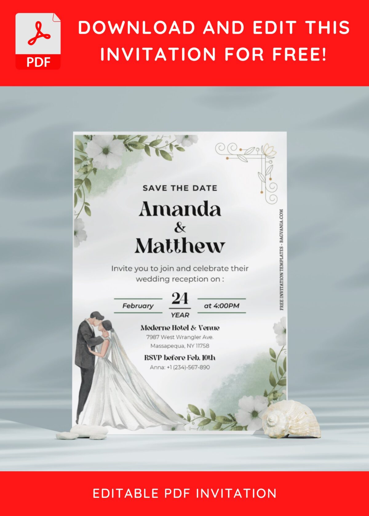 (Free Editable PDF) Beautiful Garden Wedding Invitation Templates E