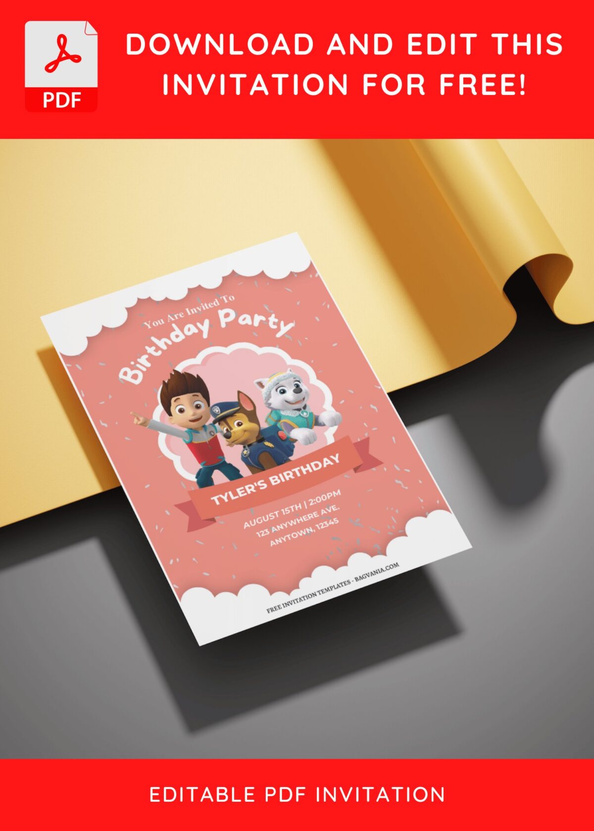 (Free Editable PDF) PAW-SOME PAW Patrol Birthday Invitation Templates with Chase and Ryder
