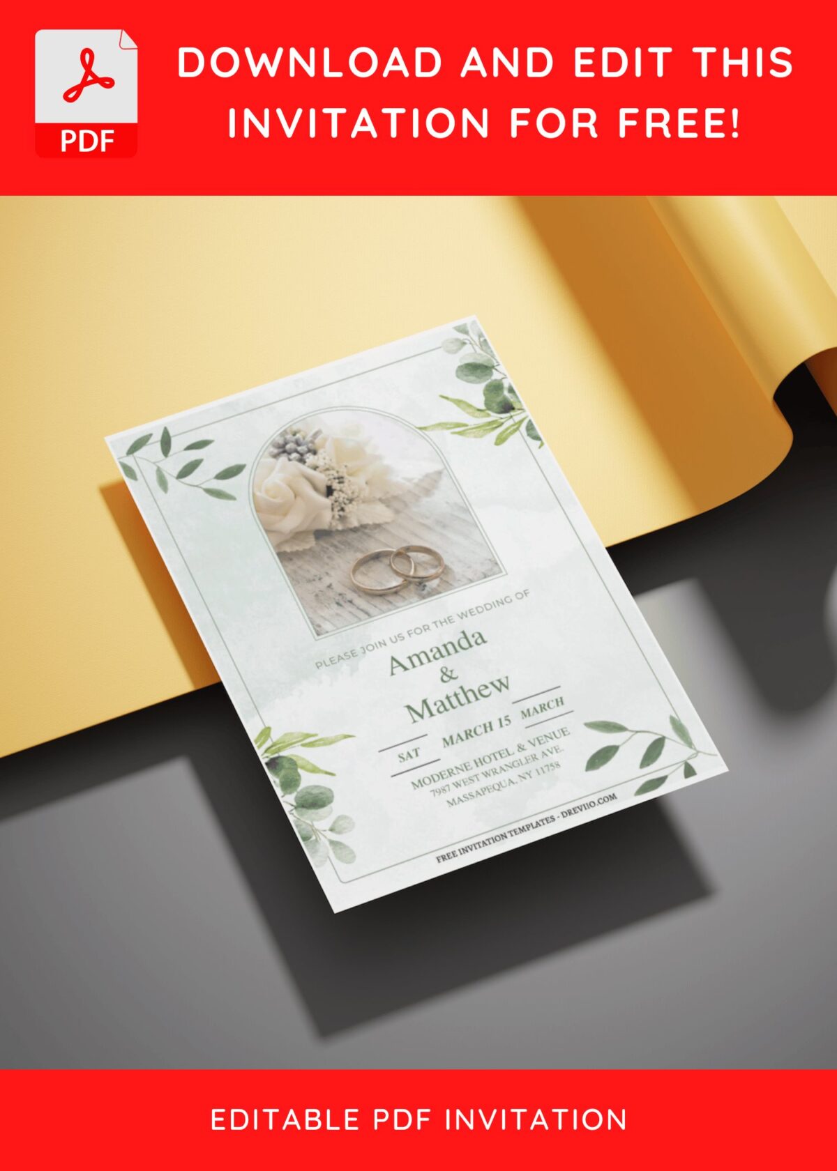 (Free Editable PDF) Nature's Embrace Wedding Invitation Templates G