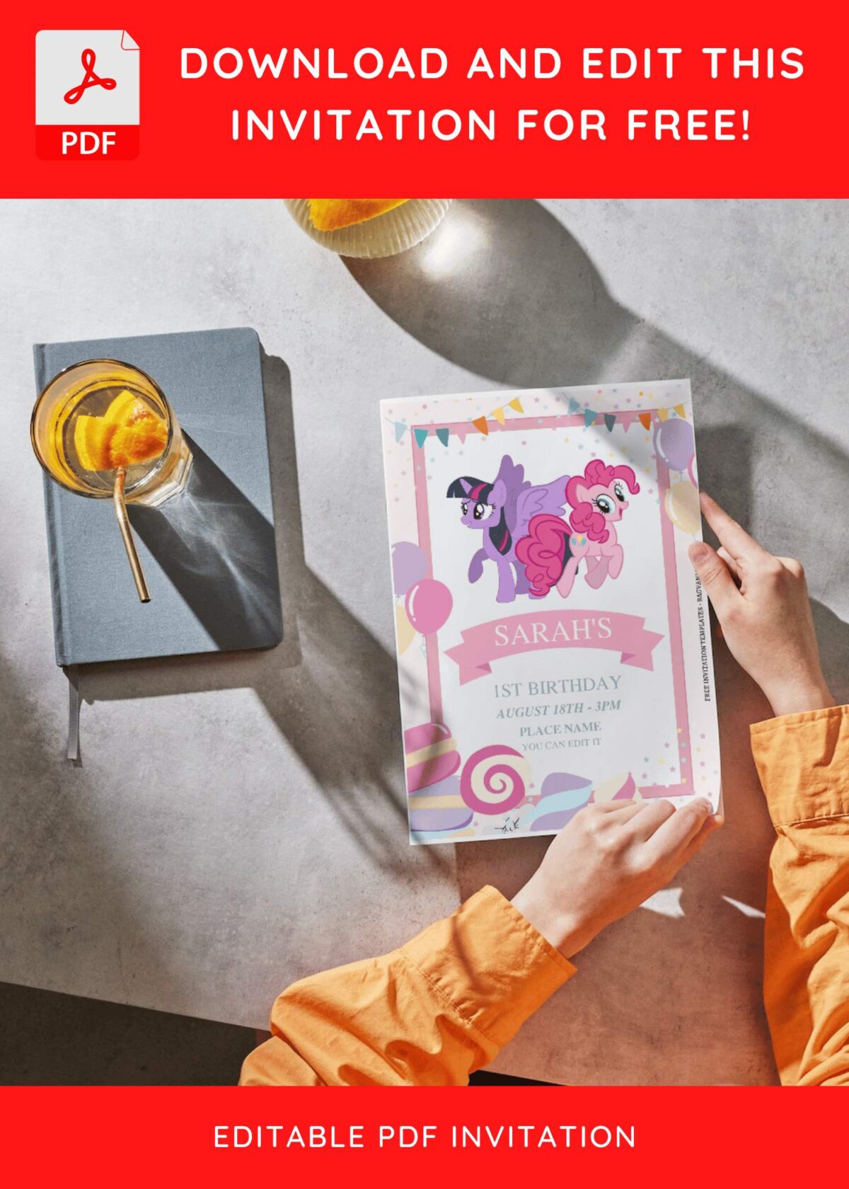 (Free Editable PDF) Magical My Little Pony Candyland Birthday Invitation Templates D