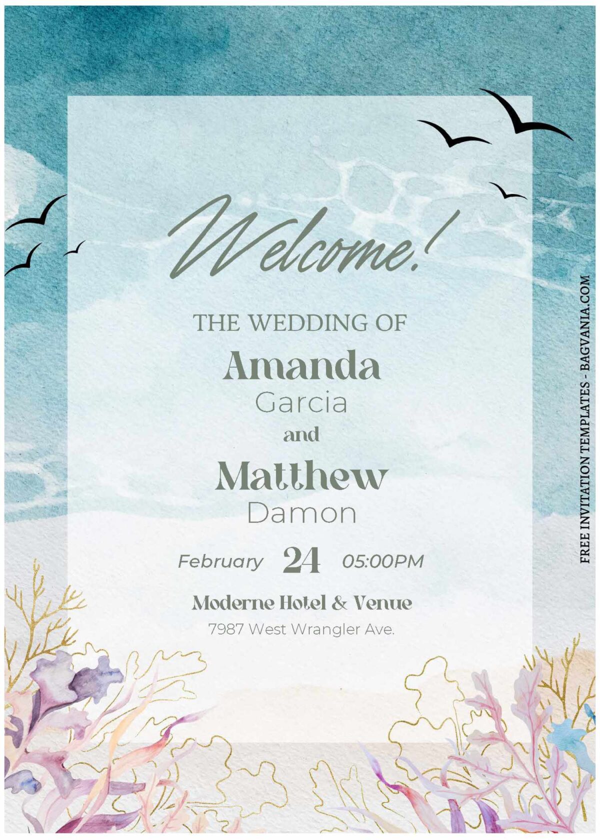 (Free Editable PDF) Boho Beach Wedding Invitation Templates B