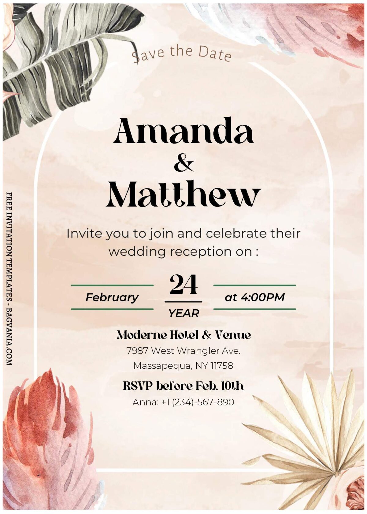 (Free Editable PDF) Nature-Inspired Boho Wedding Invitation Templates C