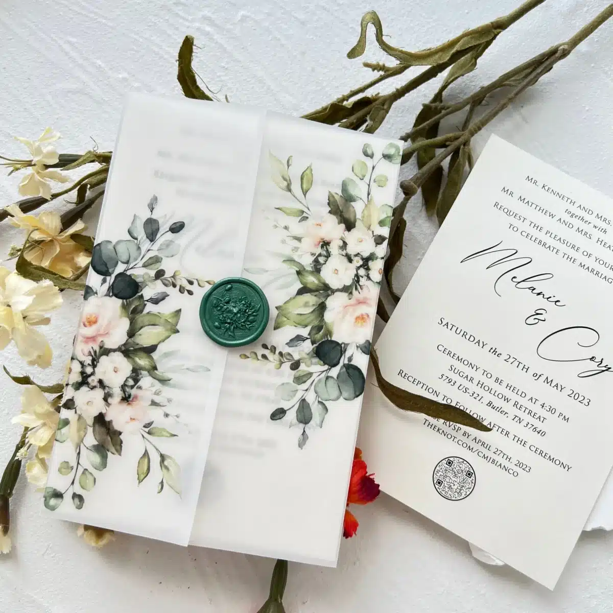 Boho Greenery Wedding Invitations