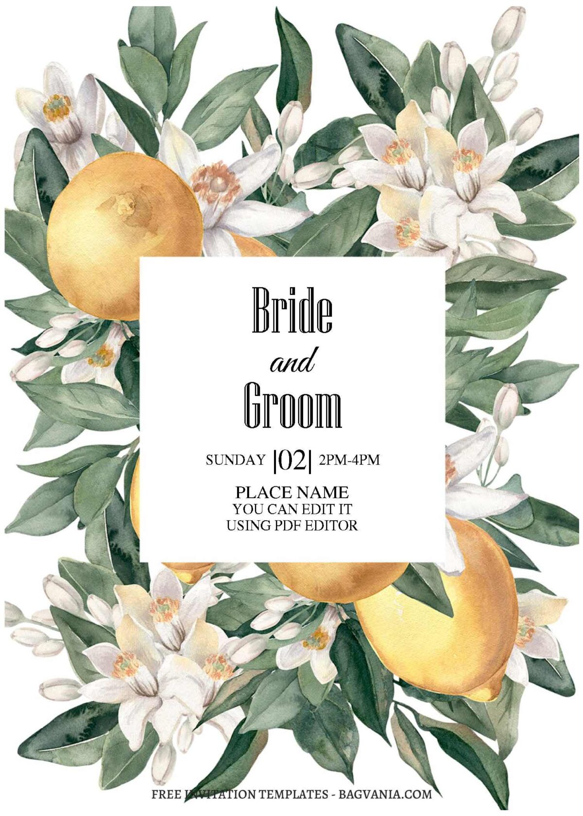 (Free Editable PDF) Refreshing Botanical Summer Nuptial Invitation Templates C