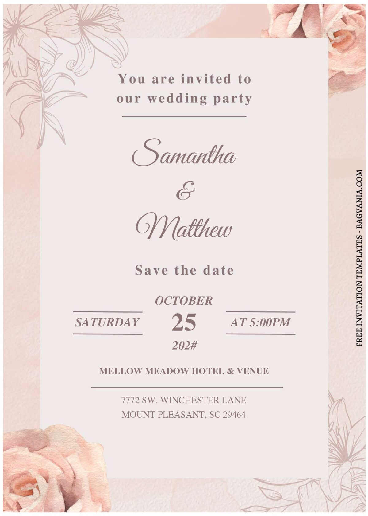 (Free Editable PDF) Everlasting Spring Meadow Wedding Invitation Templates C