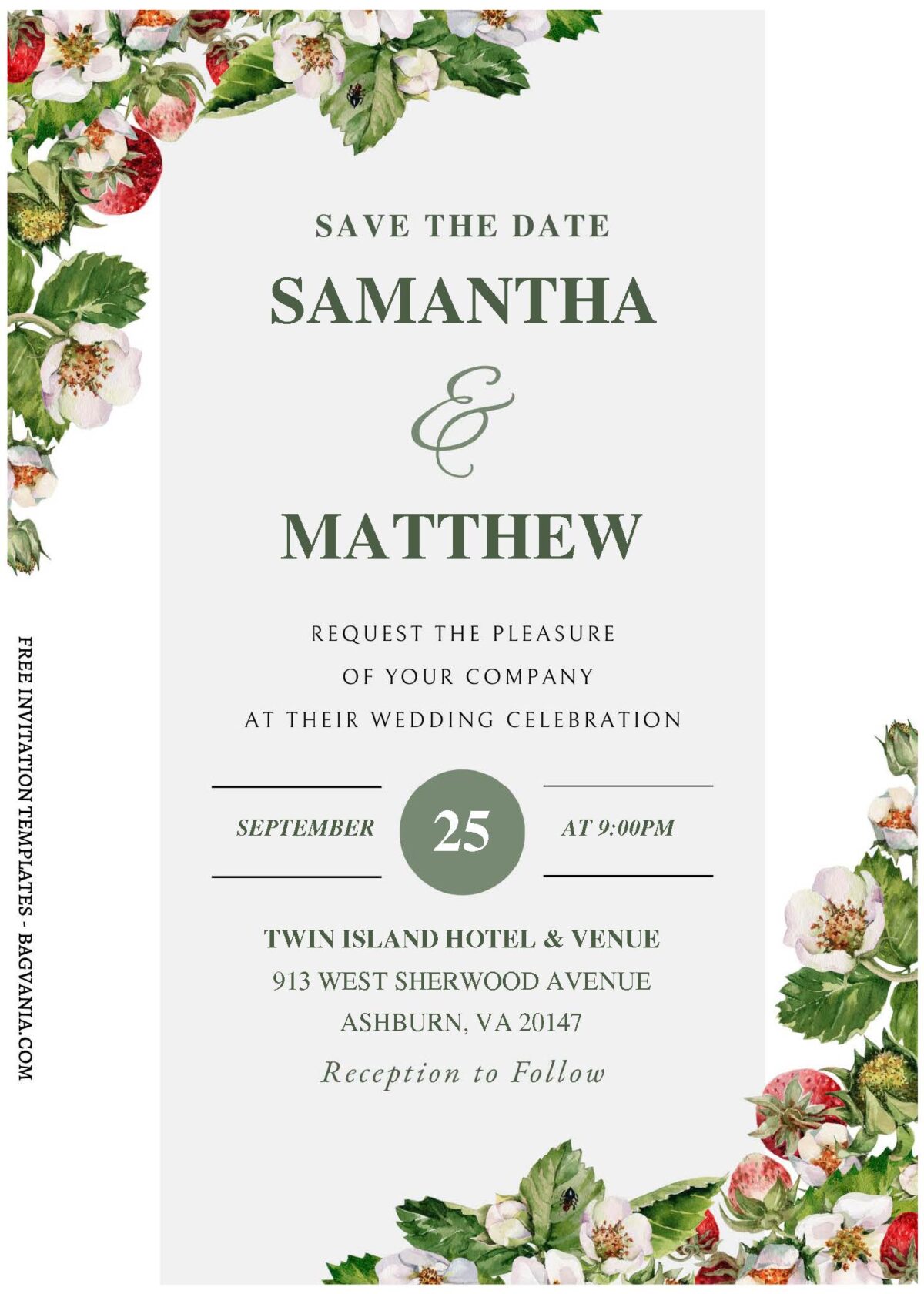 (Free Editable PDF) Berry Floral Wedding Invitation Templates C