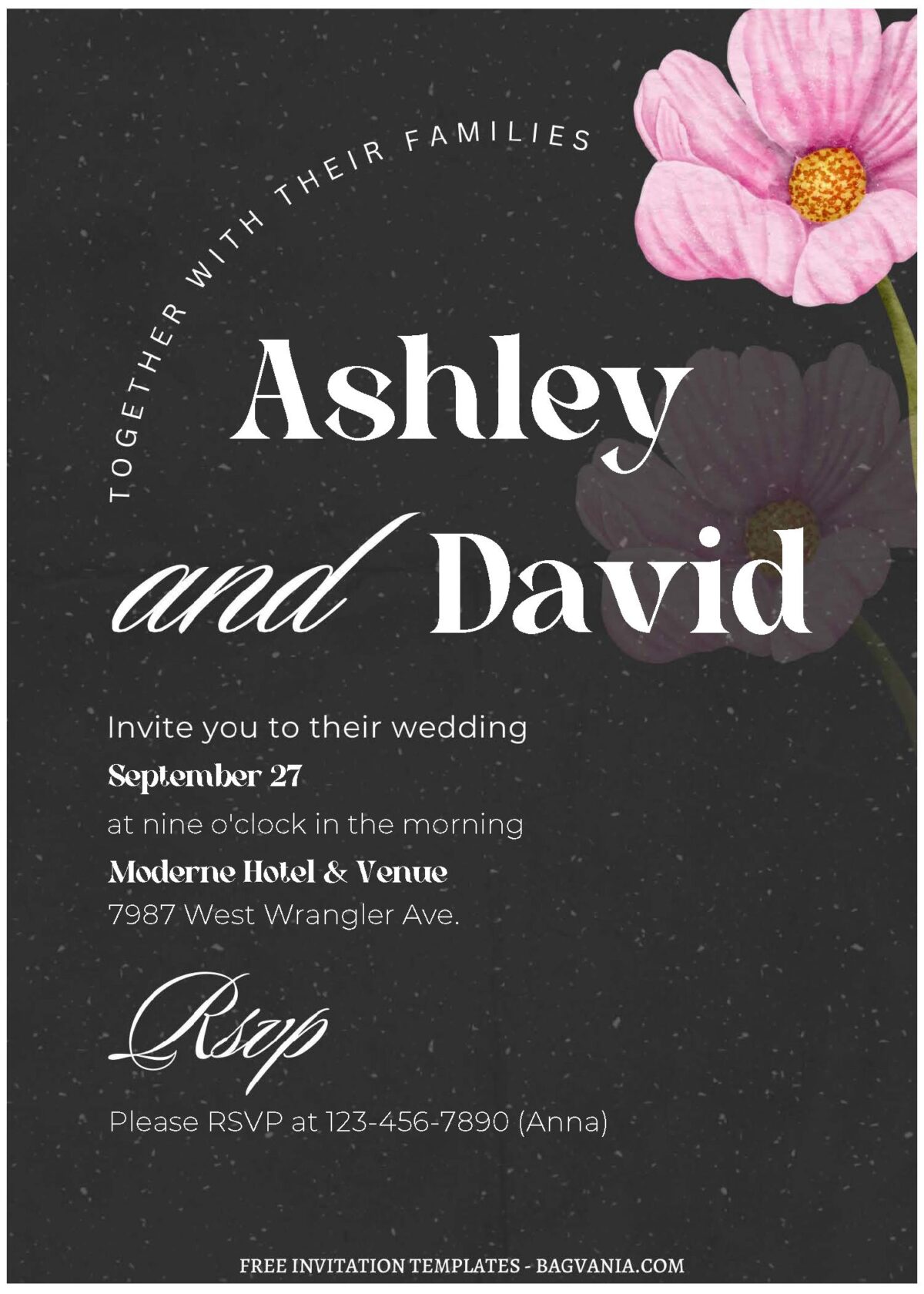 (Free Editable PDF) Modern Minimalist Typography Wedding Invitation Templates A