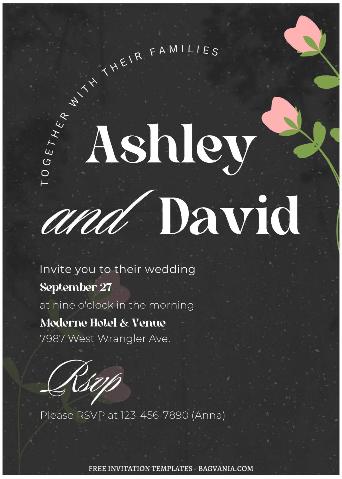 (Free Editable PDF) Modern Minimalist Typography Wedding Invitation Templates C
