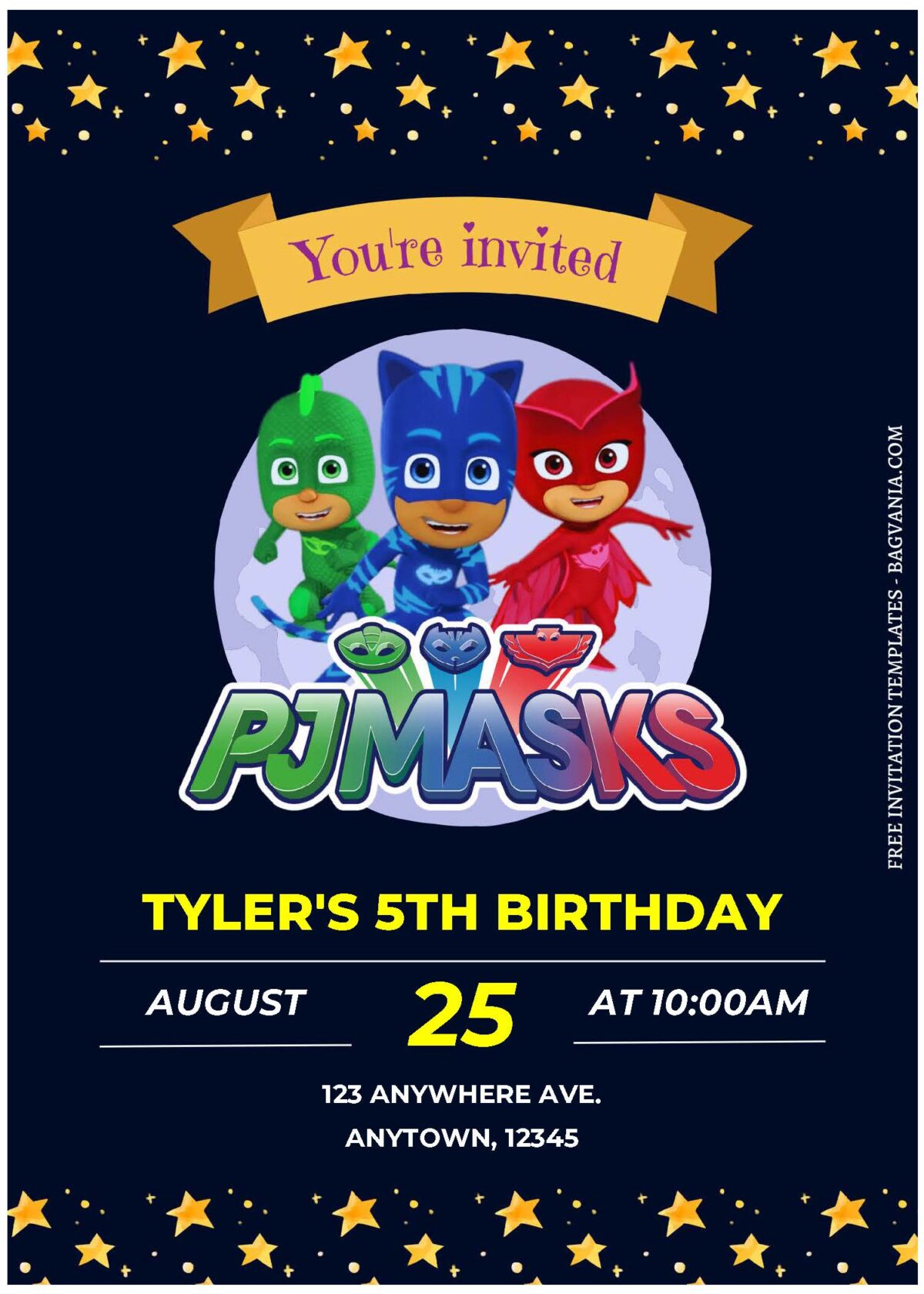 (Free Editable PDF) Lovely PJ Masks Birthday Invitation Templates A