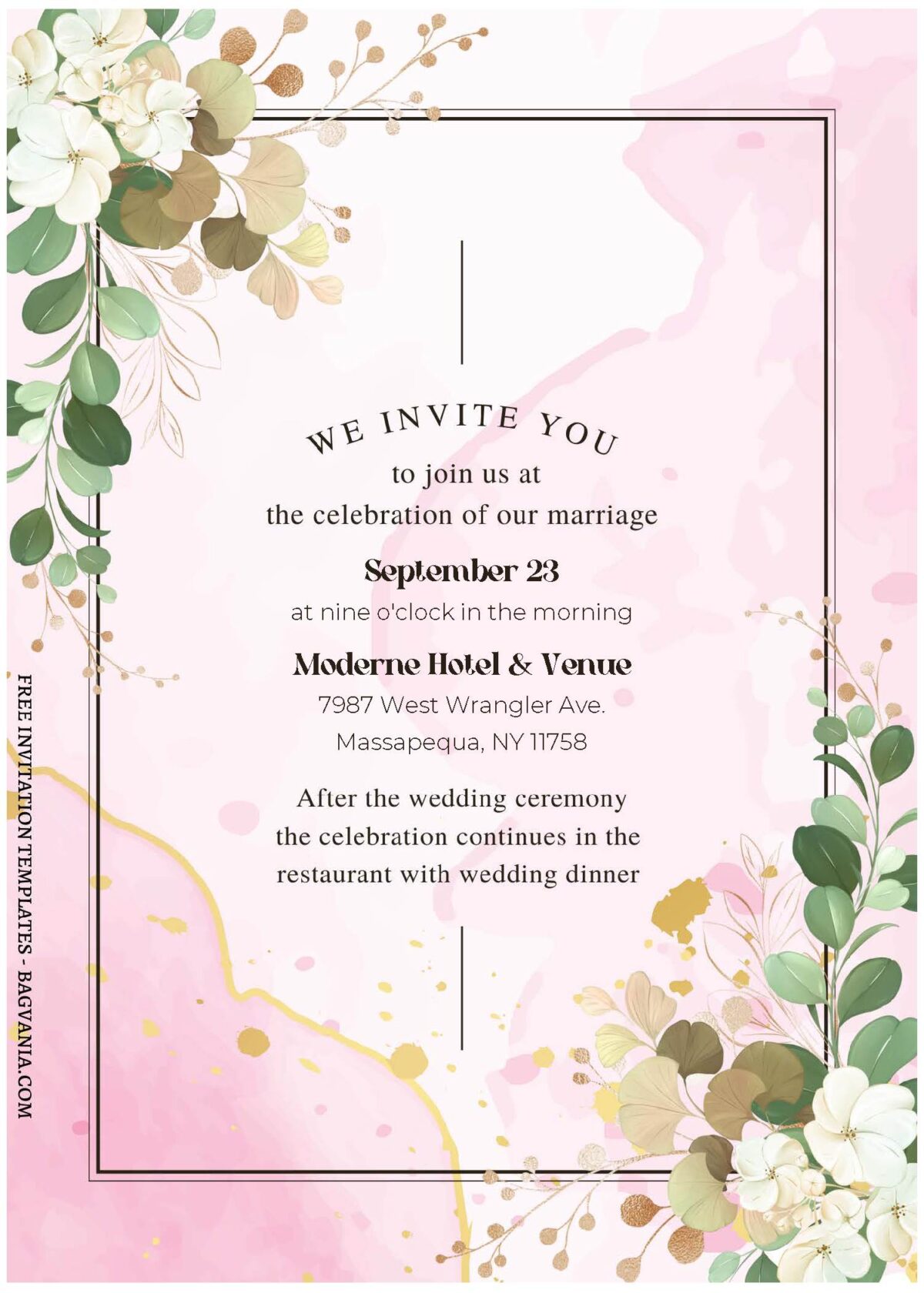 (Free Editable PDF) Dreamy Spring Blooms Wedding Invitation Templates A