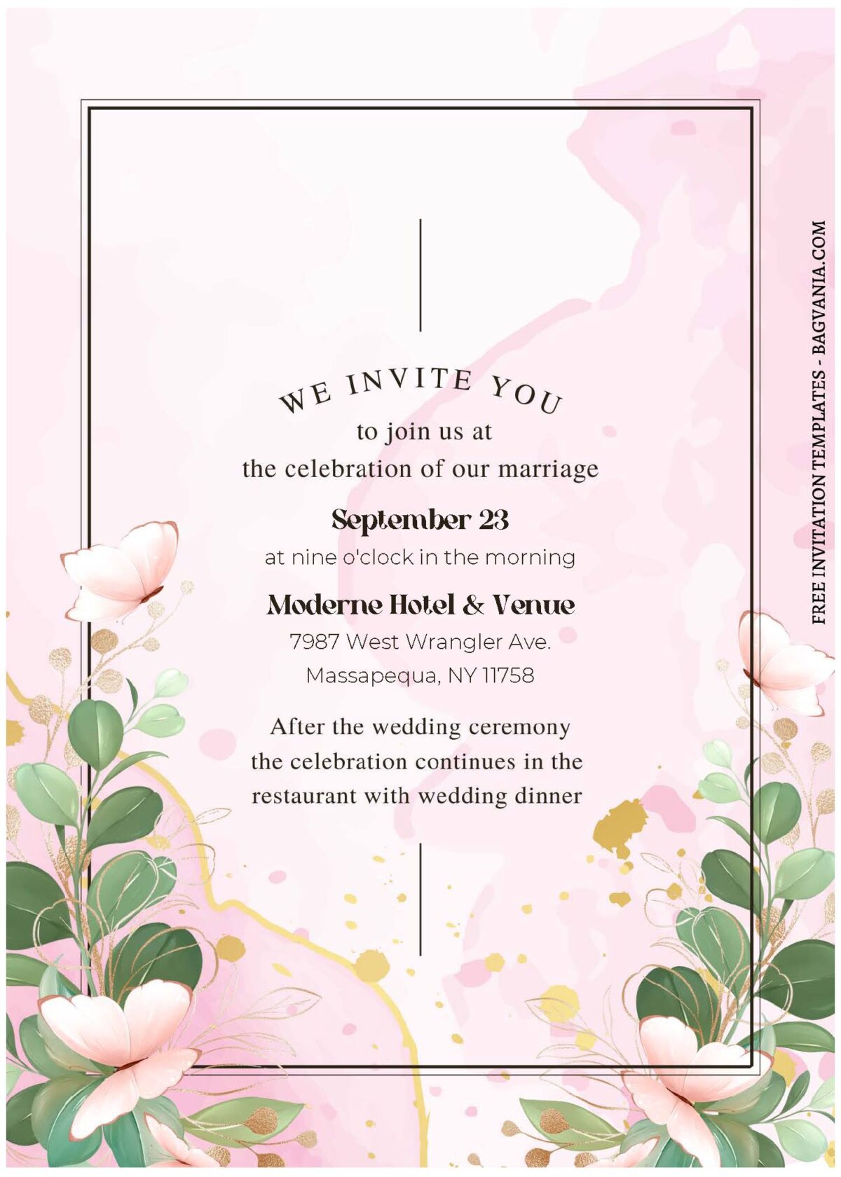 (Free Editable PDF) Dreamy Spring Blooms Wedding Invitation Templates C