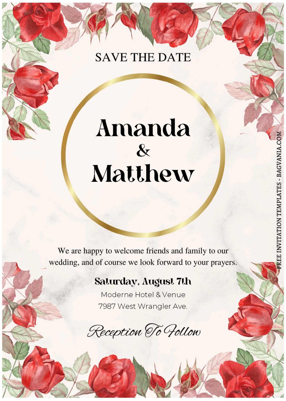 (Free Editable PDF) Whimsical Rosebud Wedding Invitation Templates B