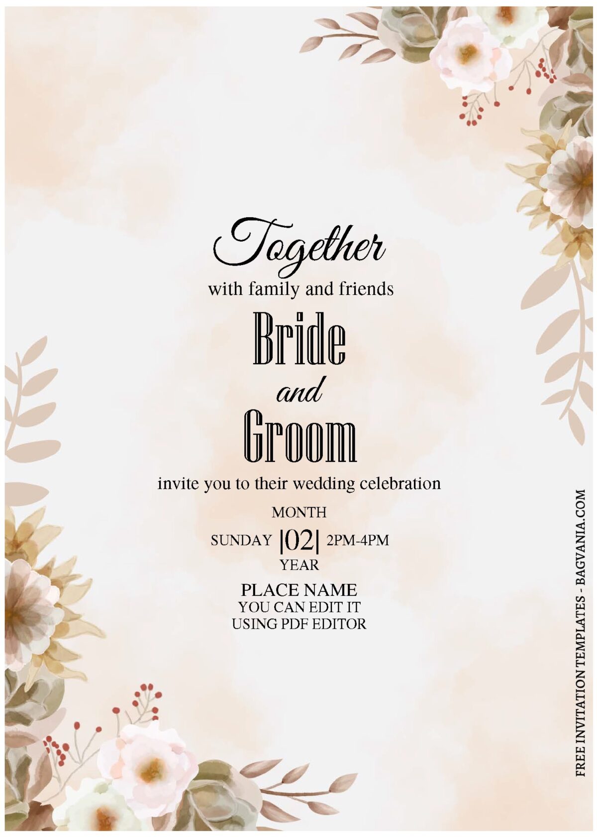 (Free Editable PDF) Floral Paradise Wedding Invitation Templates A