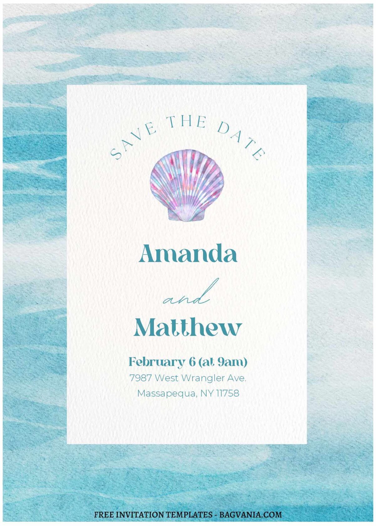 (Free Editable PDF) Watercolor Beach Summer Wedding Invitation Templates A