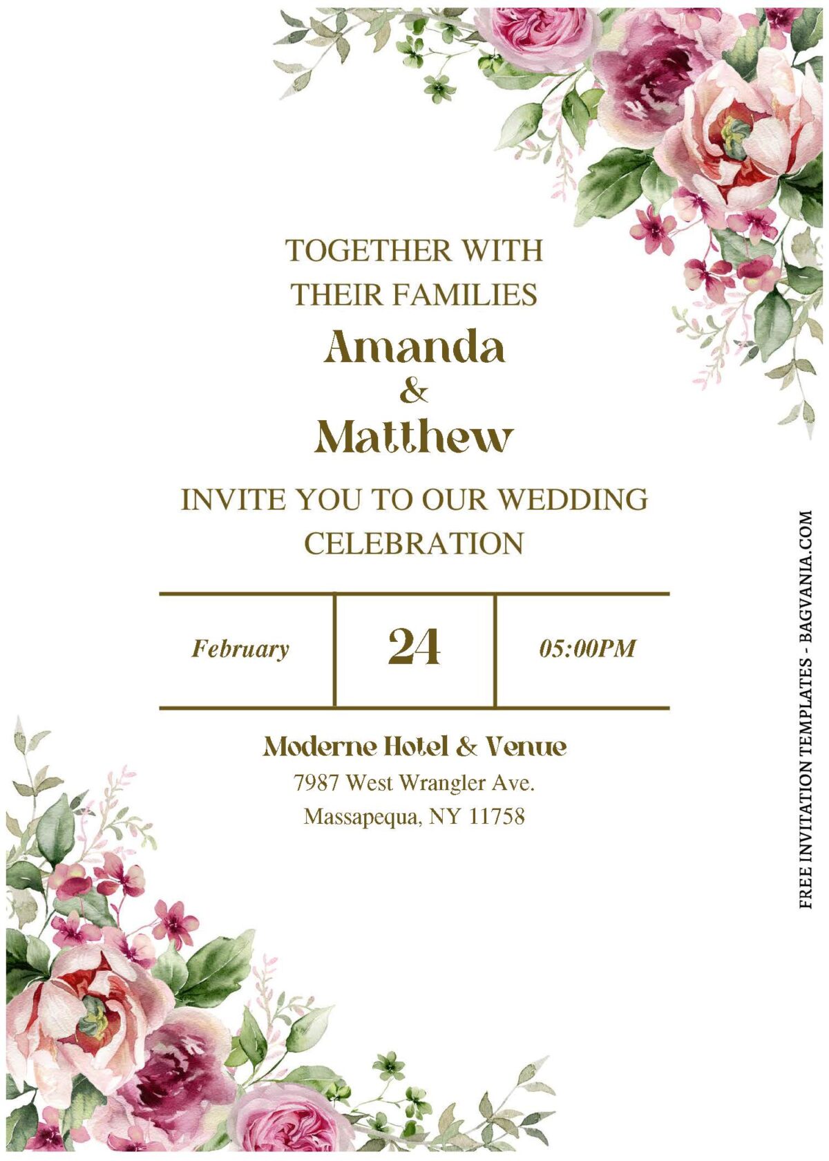 (Free Editable PDF) Beautiful Garden-Fresh Wedding Invitation Templates A
