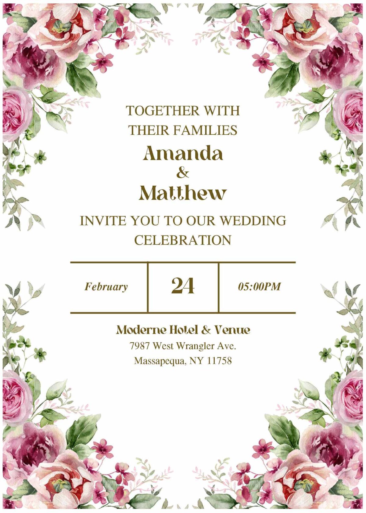 (Free Editable PDF) Beautiful Garden-Fresh Wedding Invitation Templates C