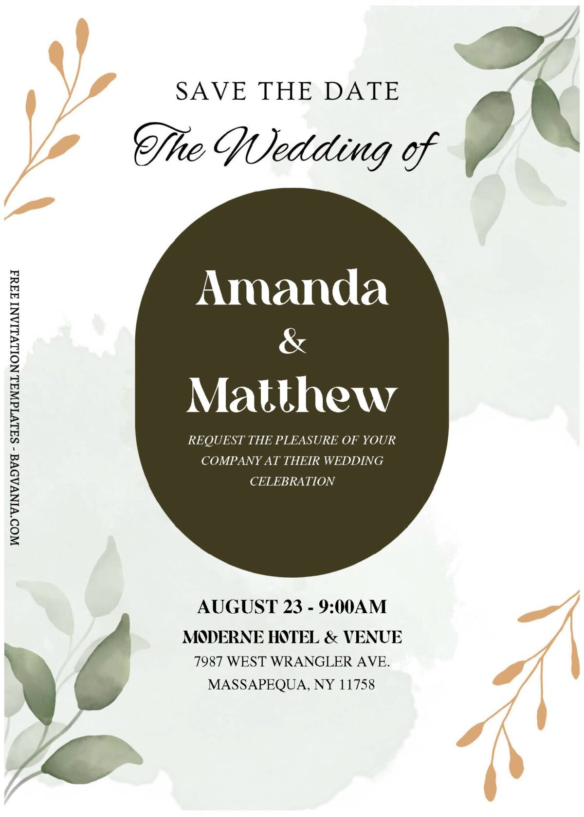 (Free Editable PDF) Evergreen Haven Wedding Invitation Templates A