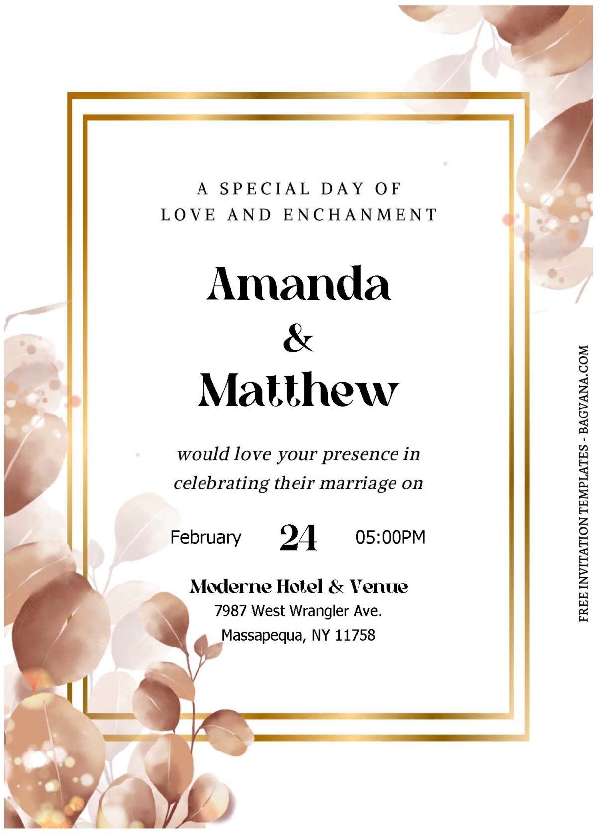 (Free Editable PDF) Stylish Dusty Greenery Wedding Invitation Templates B