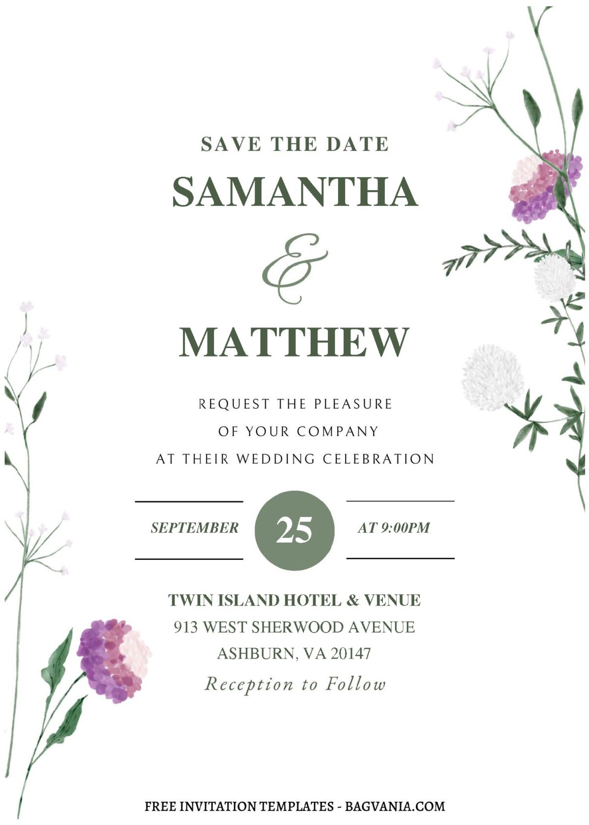 (Free Editable PDF) Romantic Floweret Wedding Invitation Templates A