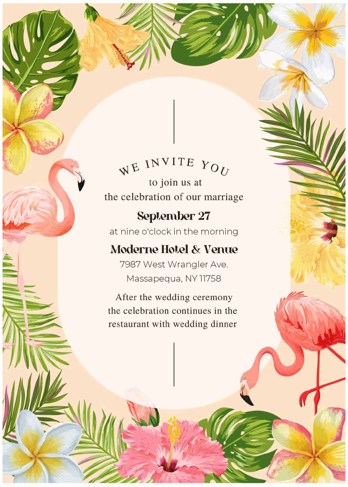 (Free Editable PDF) Sunset Tropical Wedding Invitation Templates A