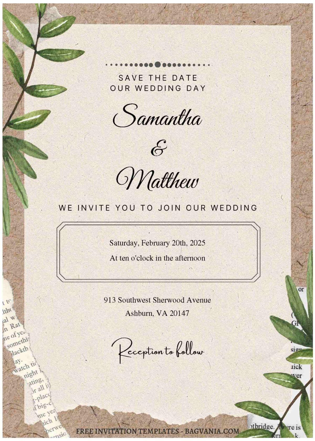 (Free Editable PDF) Modern Collage Greenery Wedding Invitation Templates A