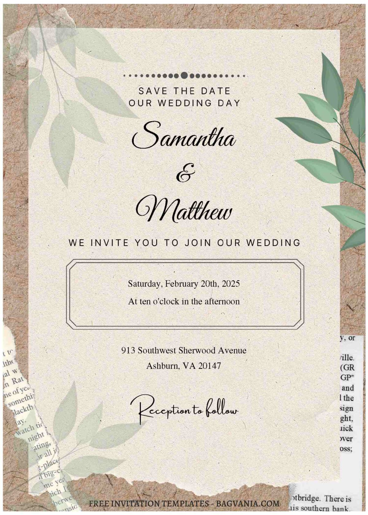 (Free Editable PDF) Modern Collage Greenery Wedding Invitation Templates C