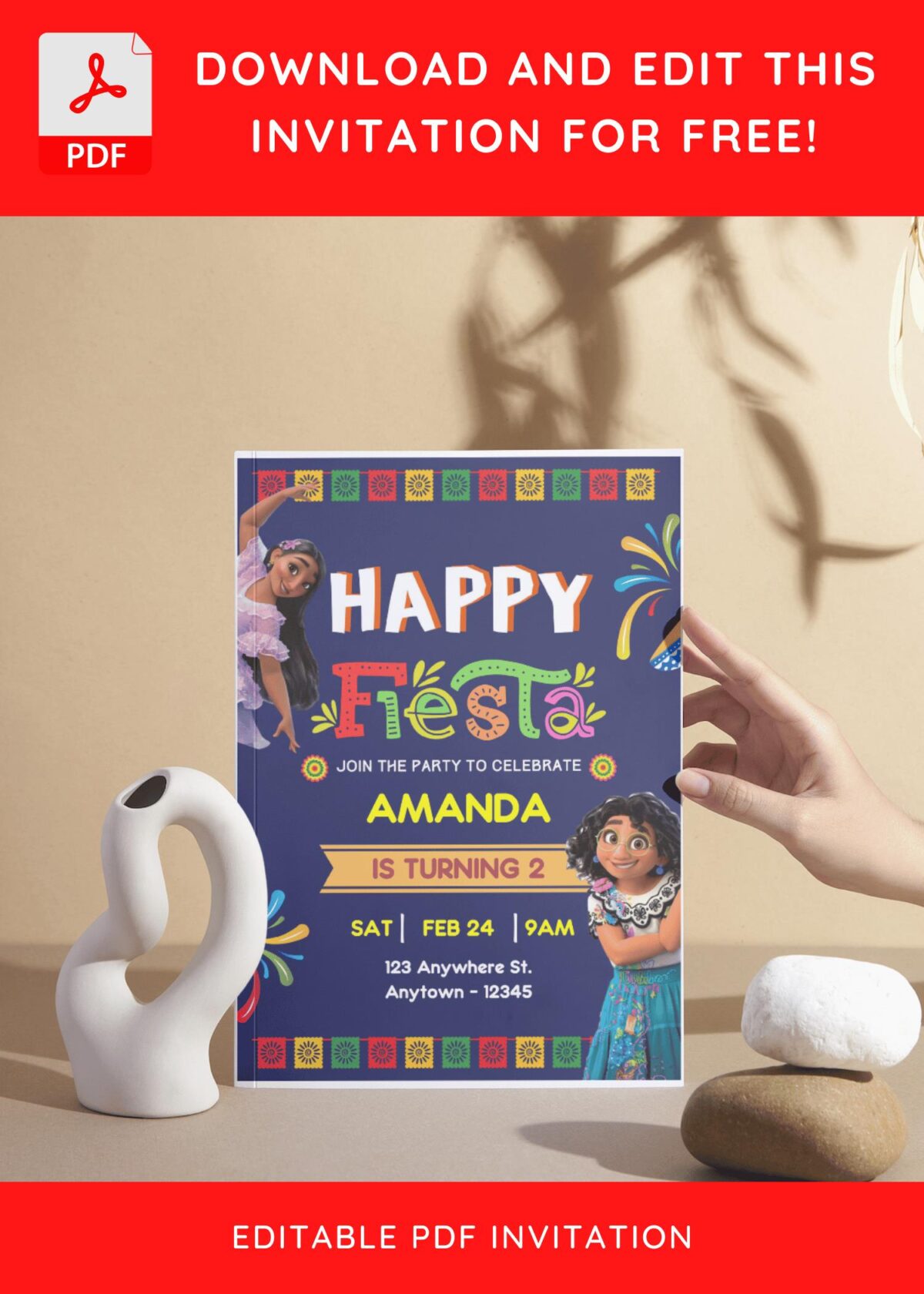 (Free Editable PDF) Happy Fiesta Disney Encanto Birthday Invitation Templates I