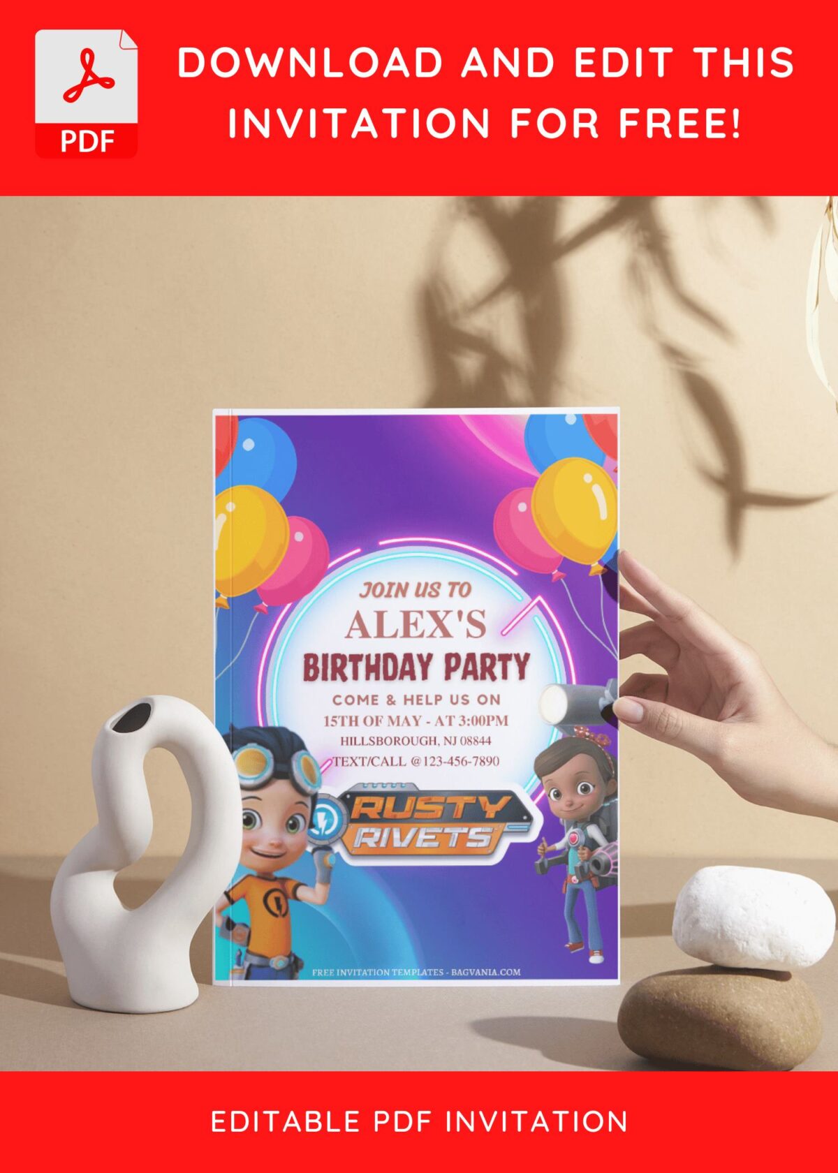 (Free Editable PDF) Fantastic Rusty Rivets Birthday Invitation Templates I