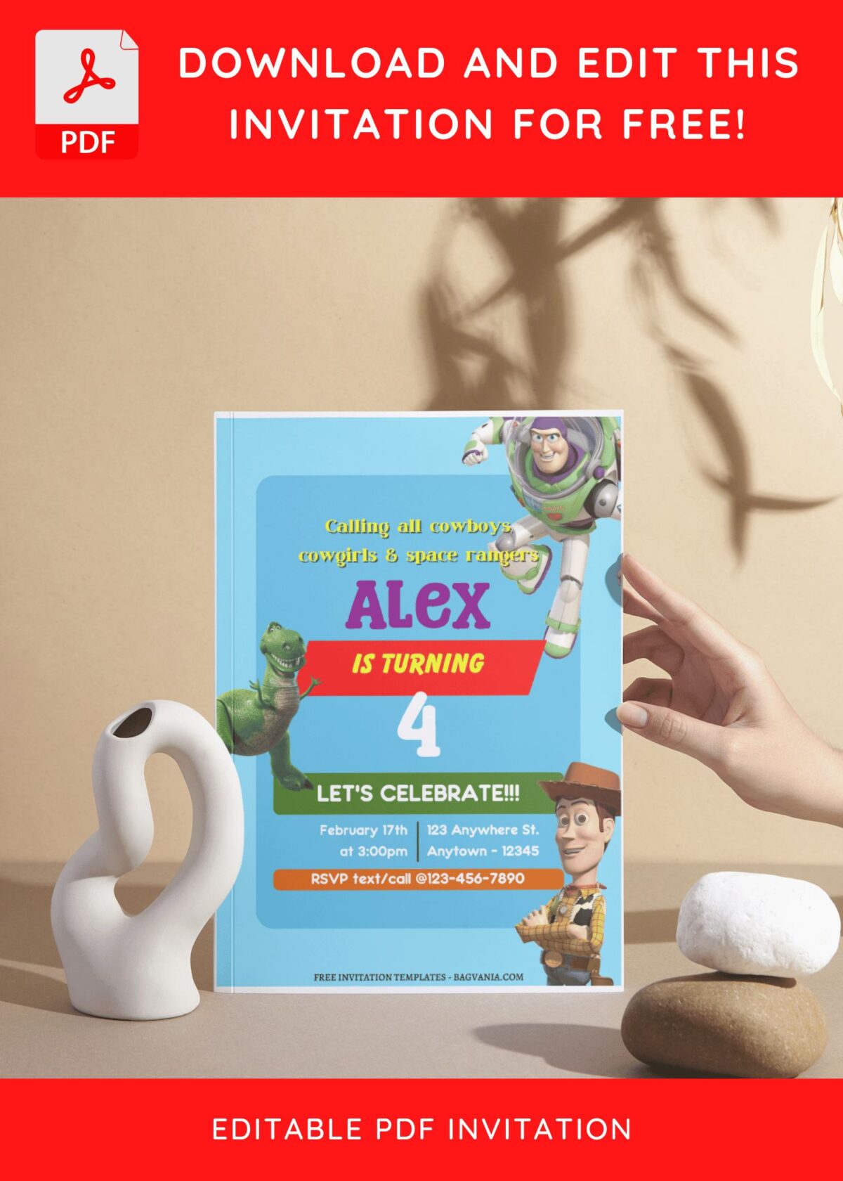 (Free Editable PDF) Toy Story Playtime Birthday Invitation Templates I