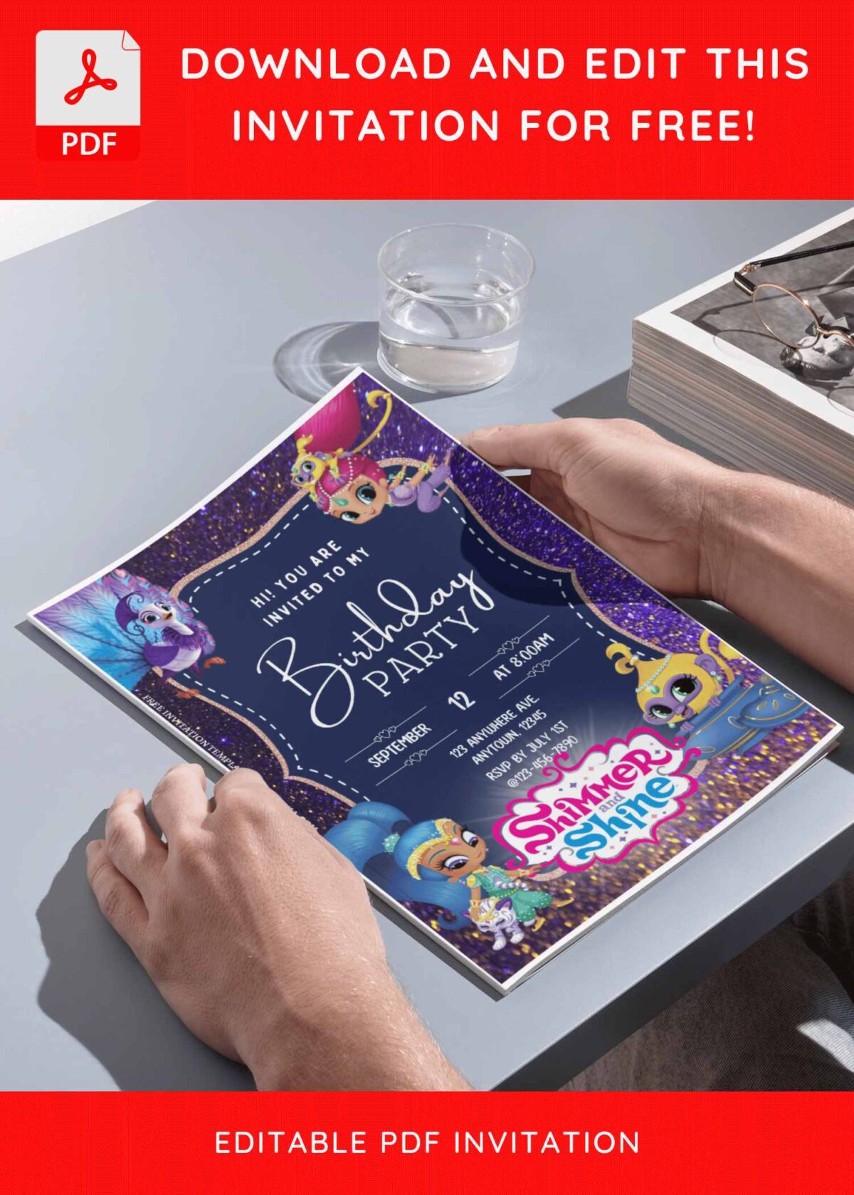 (Free Editable PDF) Genie Fun Shimmer And Shine Birthday Invitation Templates H
