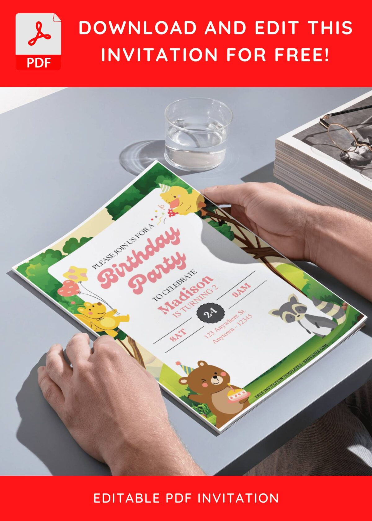 (Free Editable PDF) Adorable Jungle Themed Birthday Invitation Templates For Kids