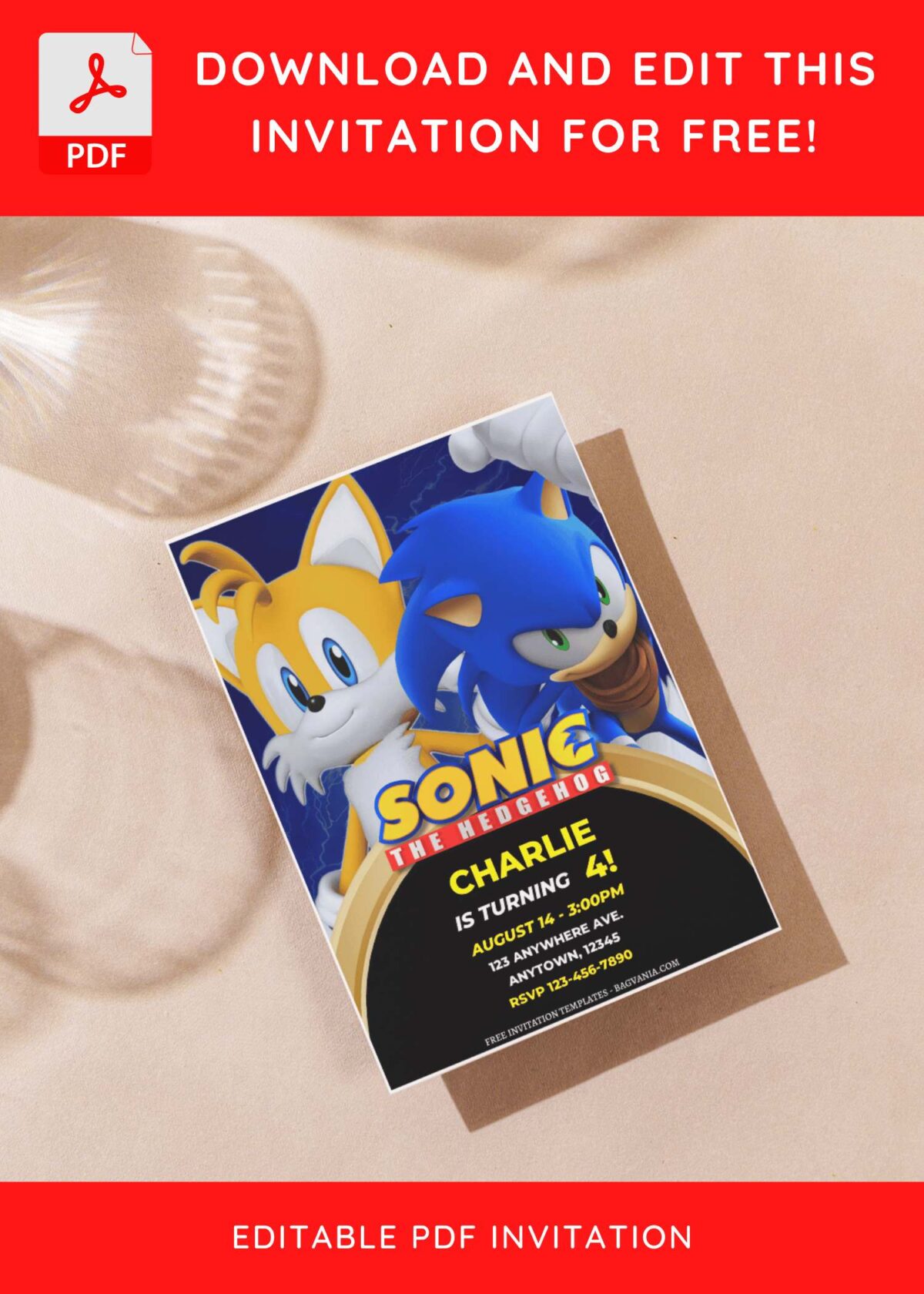 (Free Editable PDF) Blast From The Past Sonic Birthday Invitation Templates G