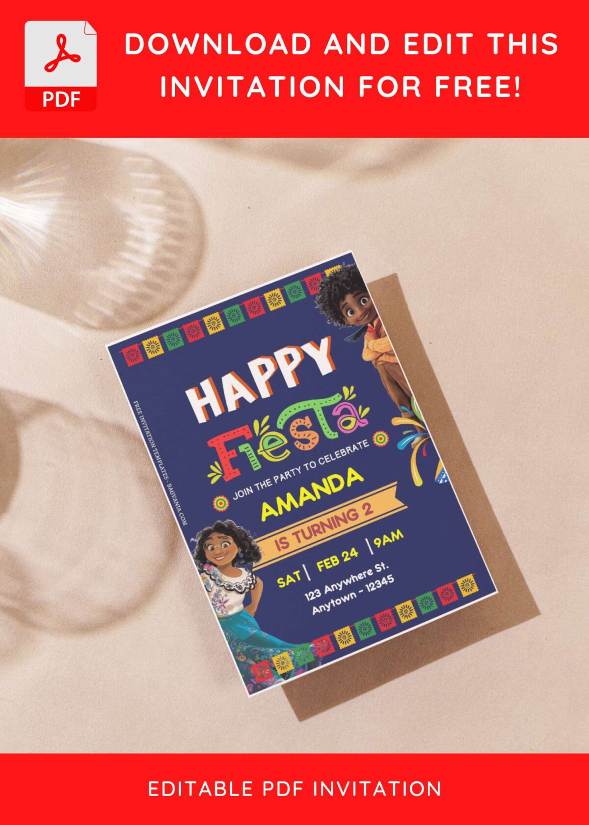 (Free Editable PDF) Happy Fiesta Disney Encanto Birthday Invitation Templates G