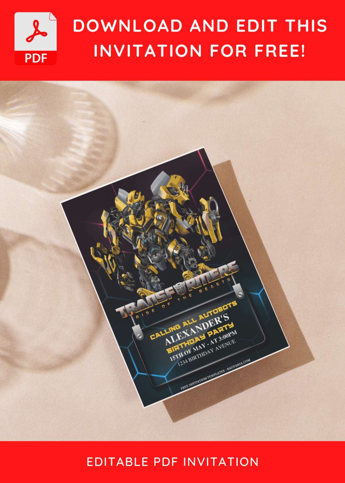 (Free Editable PDF) Roll Out The Fun Transformers Birthday Invitation Templates G