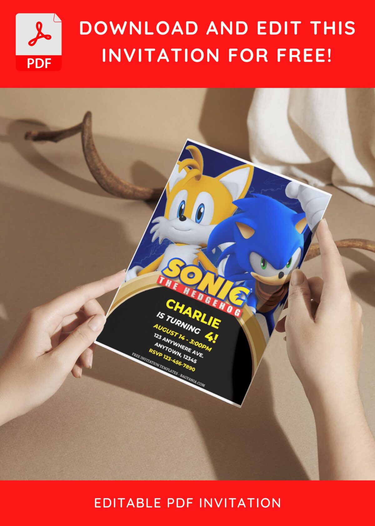 (Free Editable PDF) Blast From The Past Sonic Birthday Invitation Templates with Sonic dash