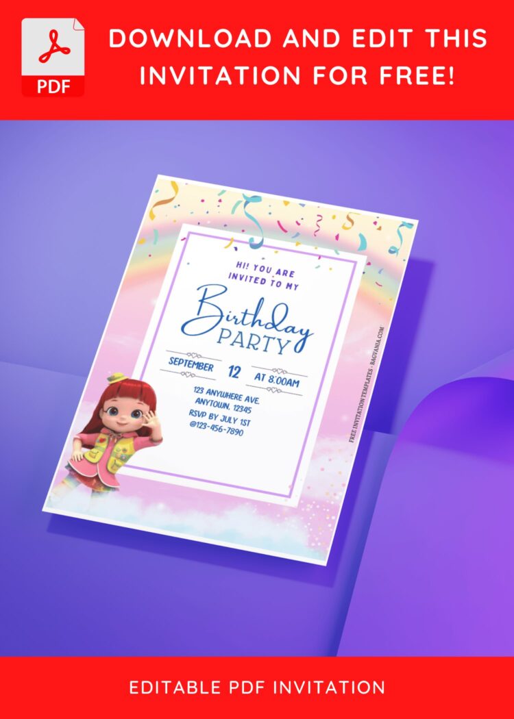 (Free Editable PDF) Rainbowlicious Birthday with Ruby Birthday ...