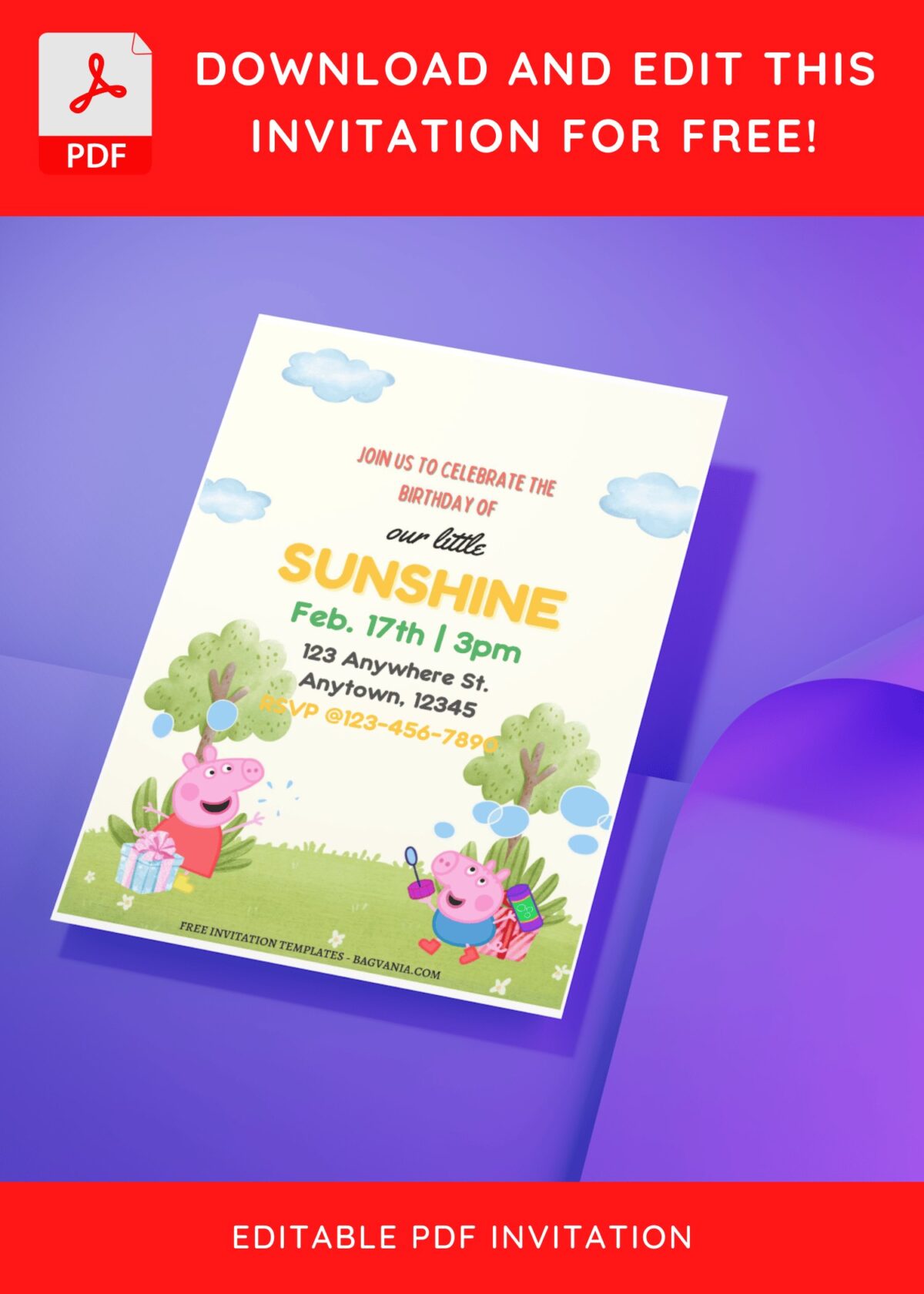 (Free Editable PDF) Oink And Giggle Peppa Pig Birthday Invitation Templates D