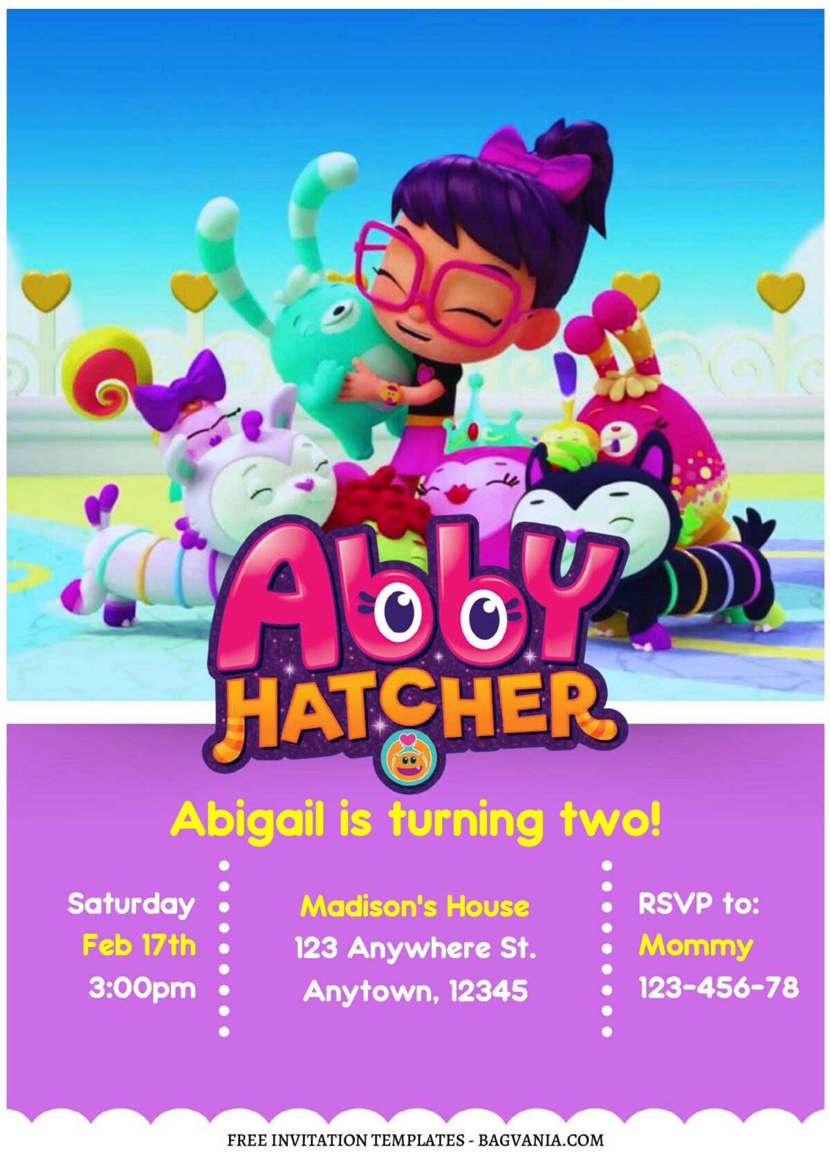 (Free Editable PDF) Shining Bright Abby Hatcher Birthday Invitation Templates A