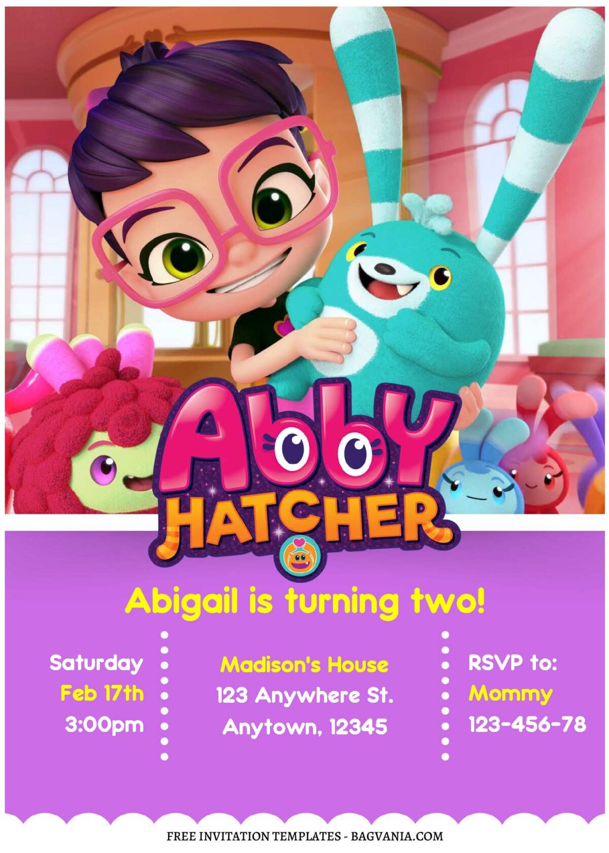 (Free Editable PDF) Shining Bright Abby Hatcher Birthday Invitation Templates C