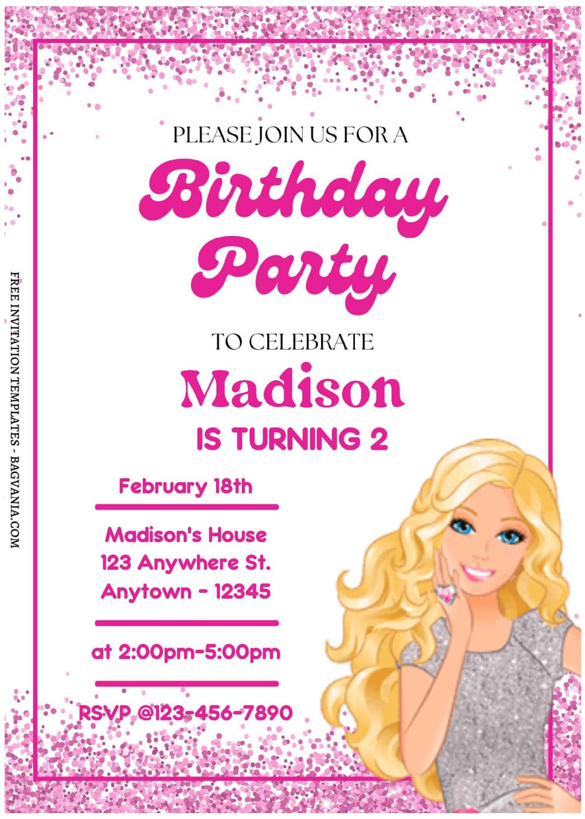 (Free Editable PDF) Barbie's Fairy Princess Birthday Invitation Templates C